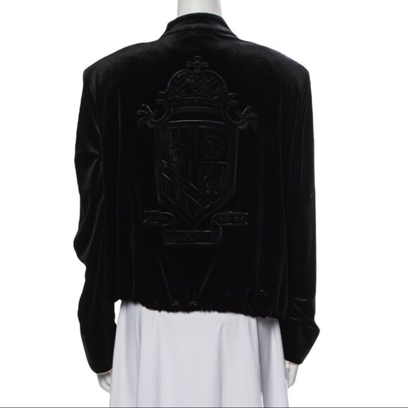 NWT ST. JOHN SPORT Black Velour Evening Crest Track Jacket XL - Picture 7 of 9